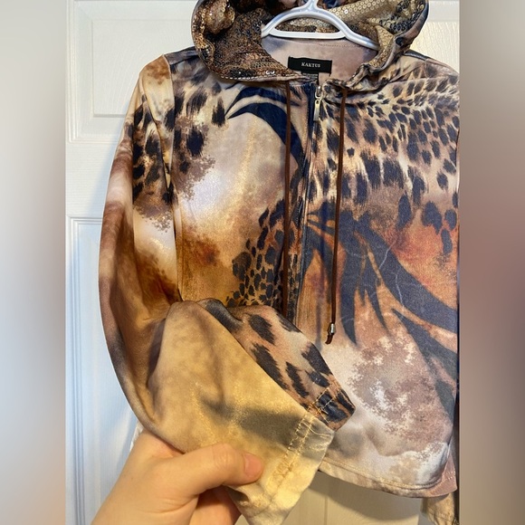 Y2K Kaktus Animal Print Velour Sequin Hoodie Size Small - Picture 4 of 10